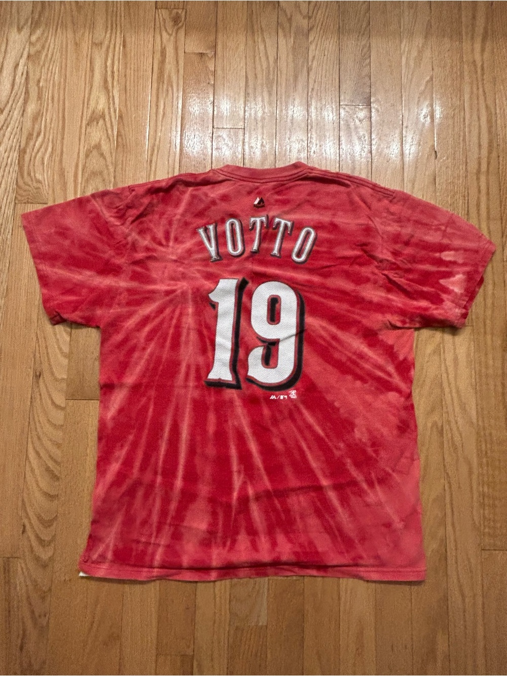 Majestic Joey Votto Tie-Dye 'Reds' Logo Short Sleeve Tee